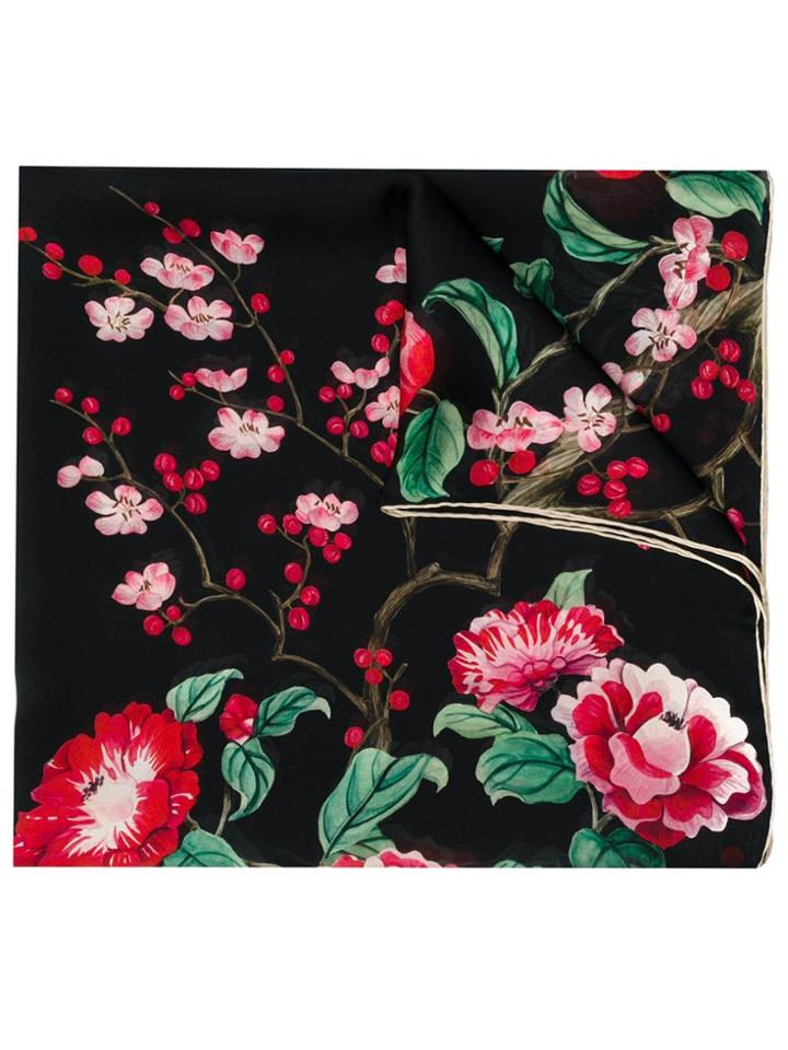 Alexander Mcqueen Floral Scarf - Black
