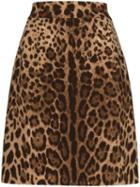 Dolce & Gabbana Leopard-print A-line Skirt - Brown