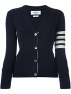Thom Browne Striped Detailing Cardigan, Women's, Size: 36, Blue, Cashmere