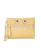 Anya Hindmarch Metallic Gold Leather Circulus Eyes Zip Pouch
