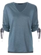 Fabiana Filippi Drawstring Sleeve T-shirt - Grey