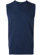 Zanone - V-neck Pullover - Men - Cotton - 56, Blue, Cotton