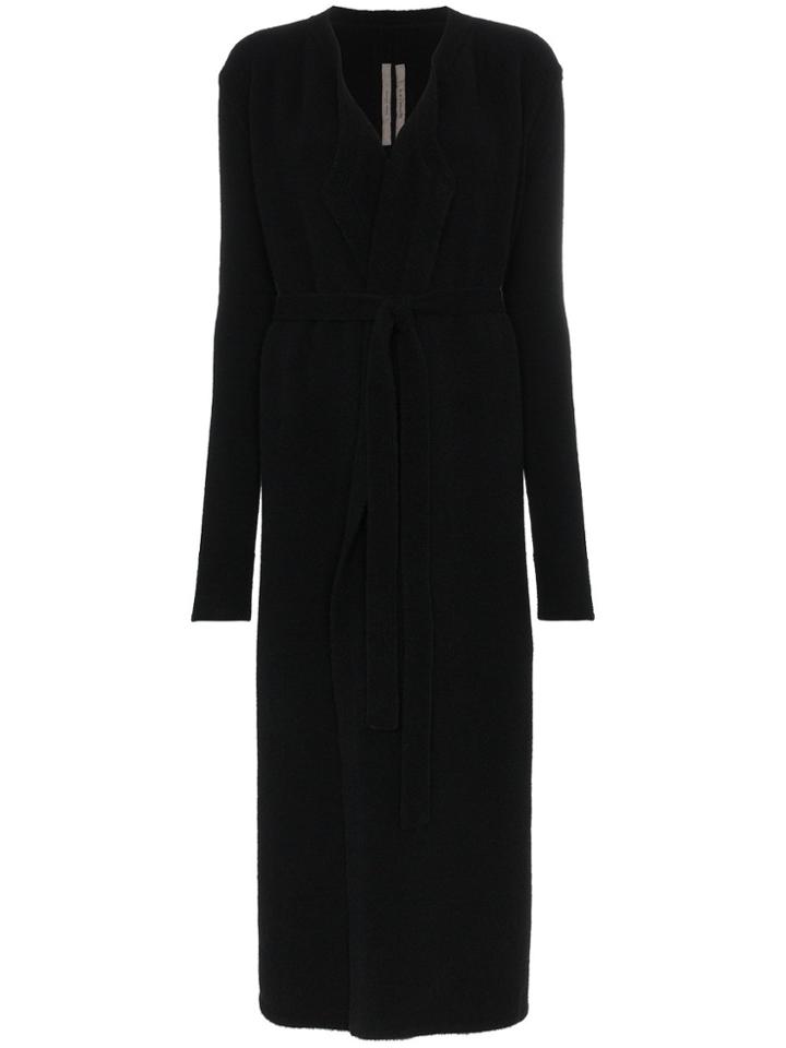Rick Owens Full Length Wool Yak Blend Knitted Cardigan - Black