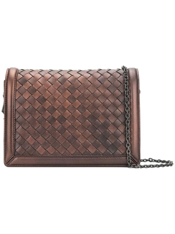 Bottega Veneta Woven Detail Shoulder Bag - Metallic