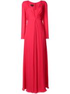 Giorgio Armani Ruched Long-sleeved Dress - Red