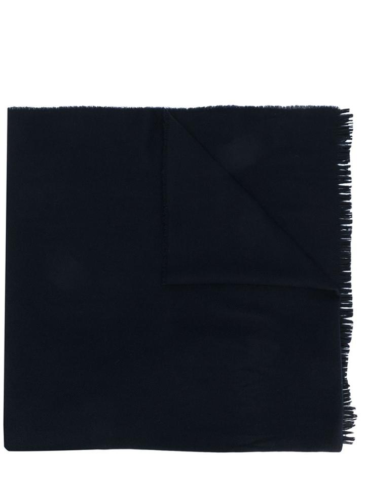 Altea Textured Knit Frayed Scarf - Blue