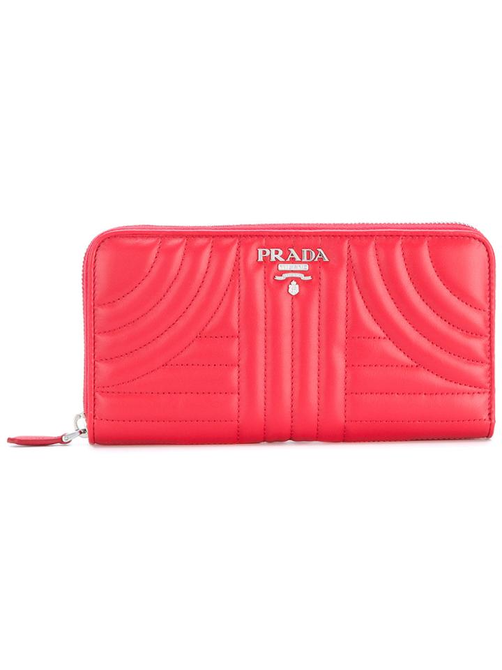 Prada Bevelled Leather Wallet - Red