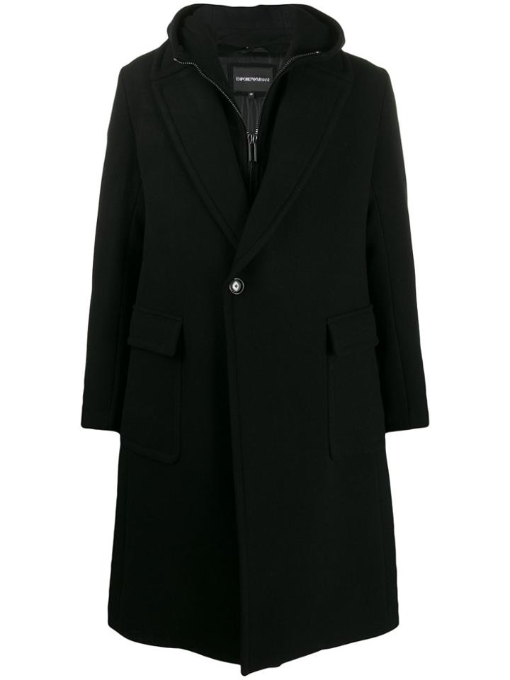 Emporio Armani One-button Raincoat - Black