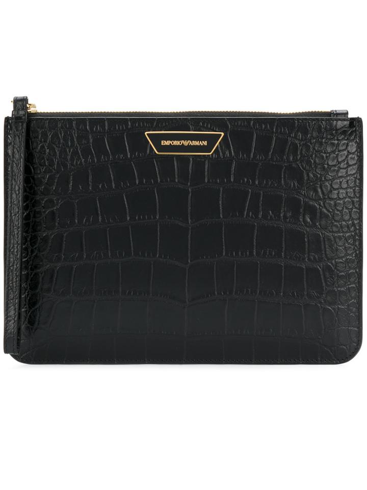 Emporio Armani Classic Textured Clutch - Black