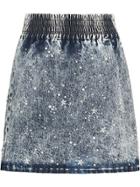 Miu Miu Marbleized Denim Skirt - Blue