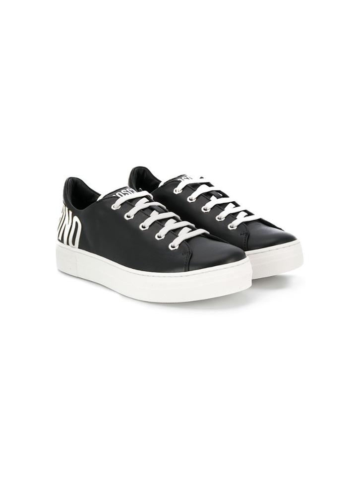 Moschino Kids Low Top Back Logo Sneakers - Black