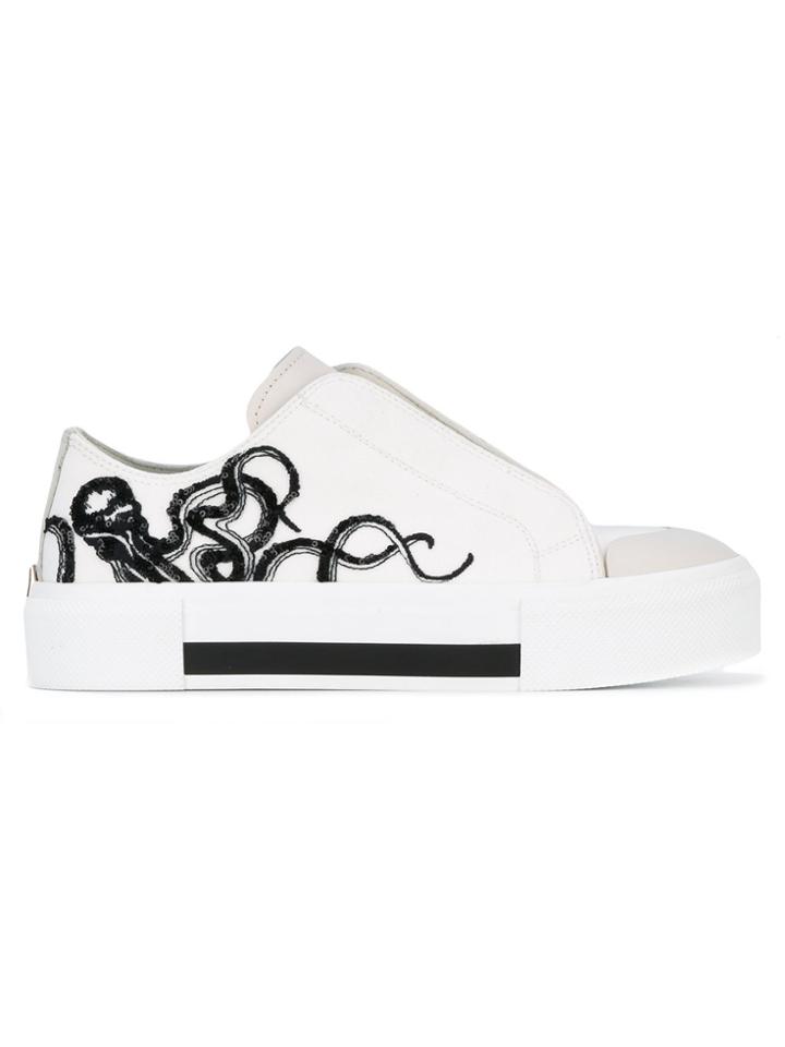 Alexander Mcqueen Low-cut Embroidered Octopus Sneakers - Nude &