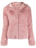 Save The Duck Faux Fur Hooded Jacket - Pink