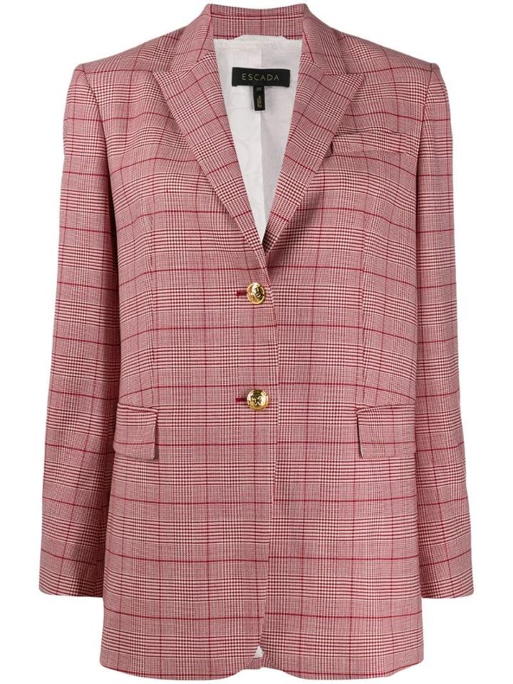 Escada Check Print Blazer - Red