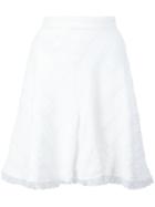 Rebecca Taylor Frayed Edge Skirt, Women's, Size: 4, White, Cotton/polyester/spandex/elastane