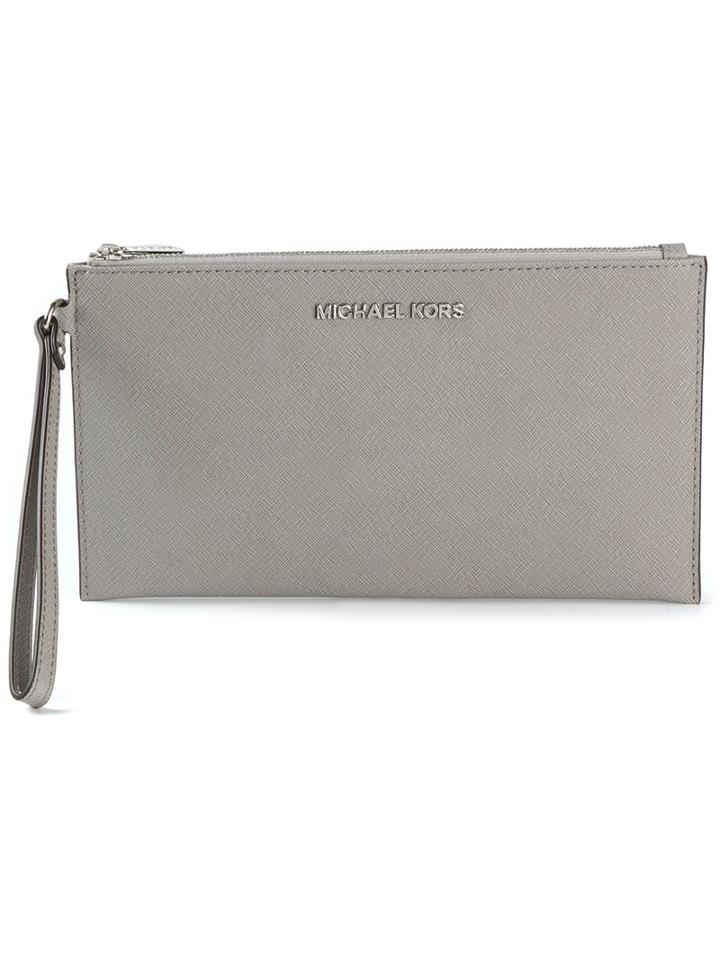 Michael Michael Kors - 'jet Set Travel' Clutch - Women - Leather - One Size, Grey, Leather
