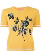 Nº21 Floral-intarsia Knitted Top - Yellow