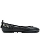 Tory Burch Minnie Embellished Two-way Ballerina Shoes - Black