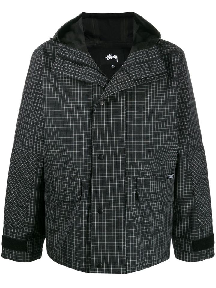 Stussy Check-print Padded Jacket - Black