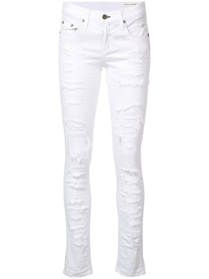 Rag & Bone /jean - Brigade Ripped Skinny Jeans - Women - Cotton/spandex/elastane/tencel - 27, White, Cotton/spandex/elastane/tencel