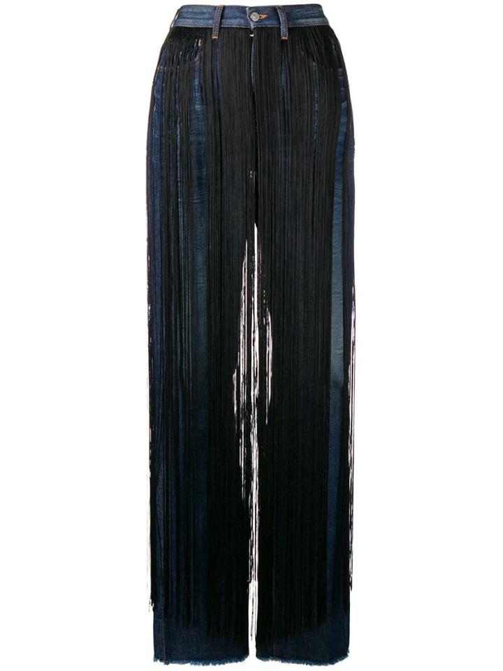 Mm6 Maison Margiela Fringe Embellished Trousers - Blue