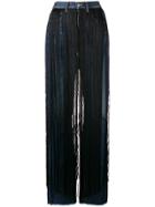 Mm6 Maison Margiela Fringe Embellished Trousers - Blue