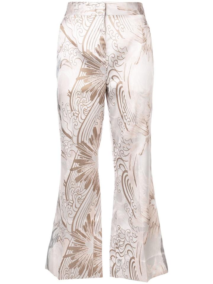 Josie Natori Jacquard Kick-flare Trousers - White