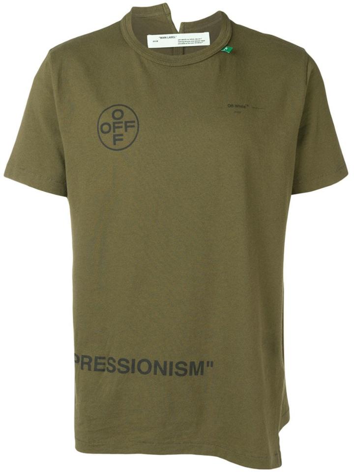 Off-white Stencil Arrows Spliced Asymmetric T-shirt - Green