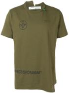 Off-white Stencil Arrows Spliced Asymmetric T-shirt - Green