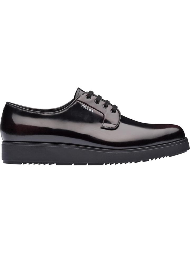 Prada Brushed Leather Platform Derby Shoes - Unavailable