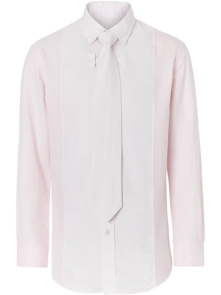 Burberry Cotton Linen Shirt And Tie Twinset - Pink