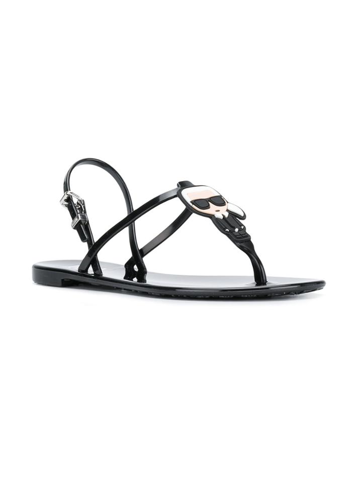 Karl Lagerfeld Jelly Karl Ikonic Sling Sandlas - Black