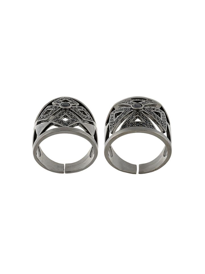 Federica Tosi Crystal Stud Ring - Metallic