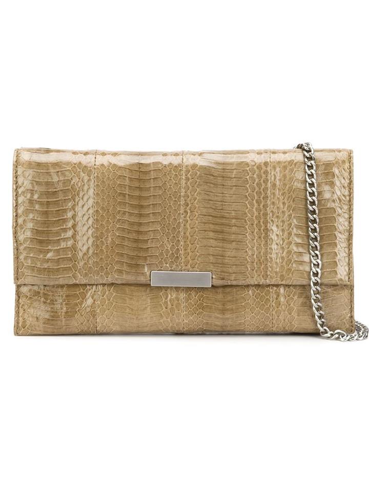 Loeffler Randall Tab Clutch, Women's, Green, Snake Skin