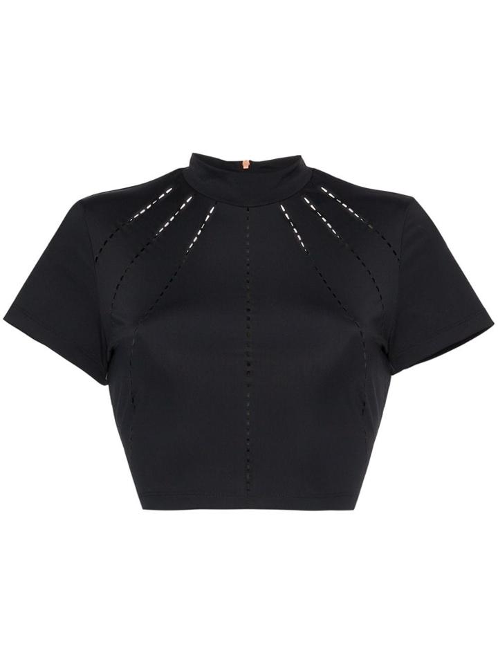 Charli Cohen Laser-cut Cropped Top - Black