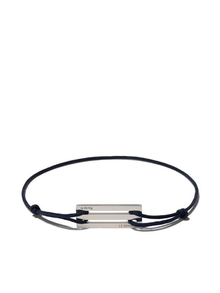 Le Gramme Navy Cord Bracelet 25/10g - Silver/navy