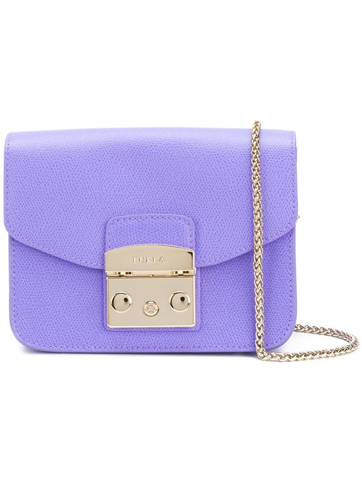 Furla Metropolis Foldover Shoulder Bag - Pink & Purple