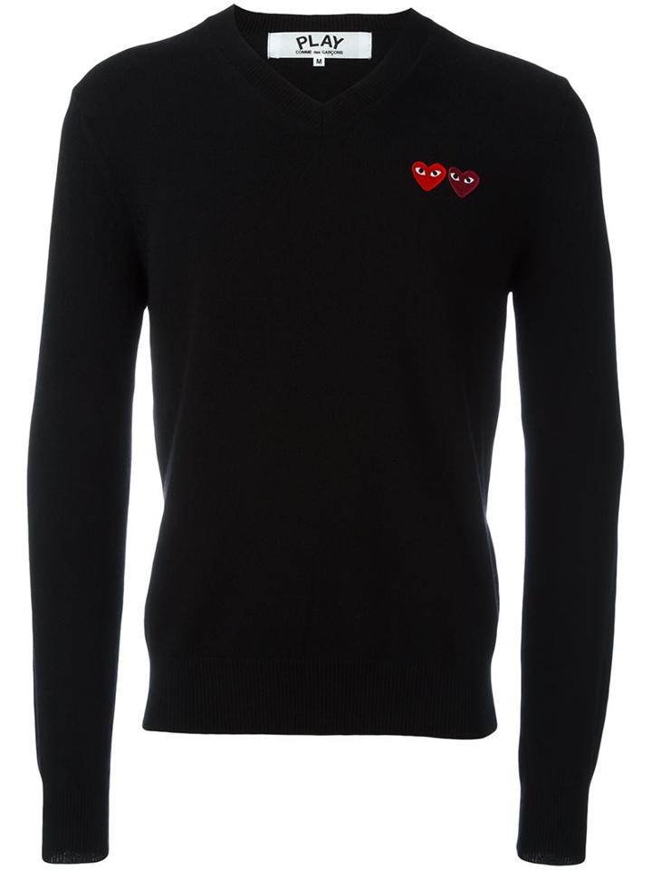 Comme Des Garçons Play Embroidered Heart Jumper, Men's, Size: Large, Wool