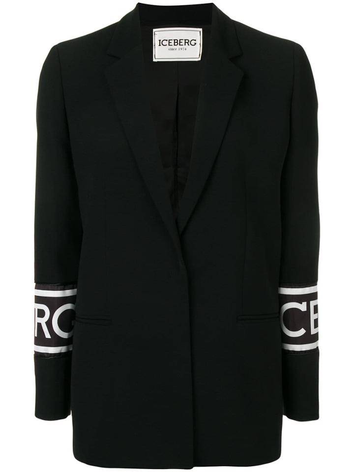 Iceberg Logo Print Blazer - Black