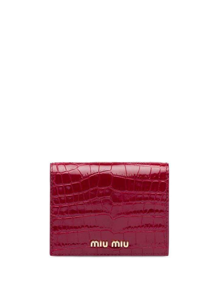 Miu Miu Printed Leather Wallet - Red