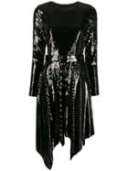 Michael Michael Kors Sequinned Asymmetric Hem Dress - Black