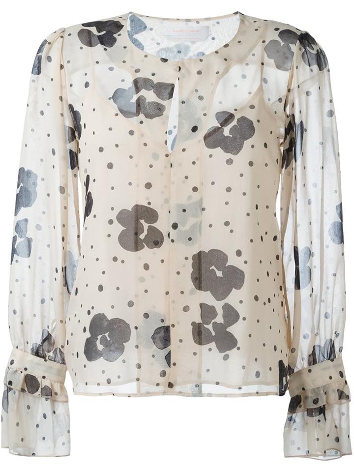 See By Chloé Floral Print Sheer Blouse