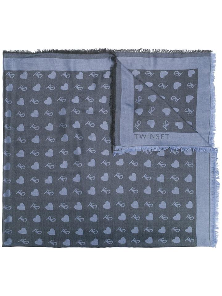Twin-set Heart-print Scarf - Blue