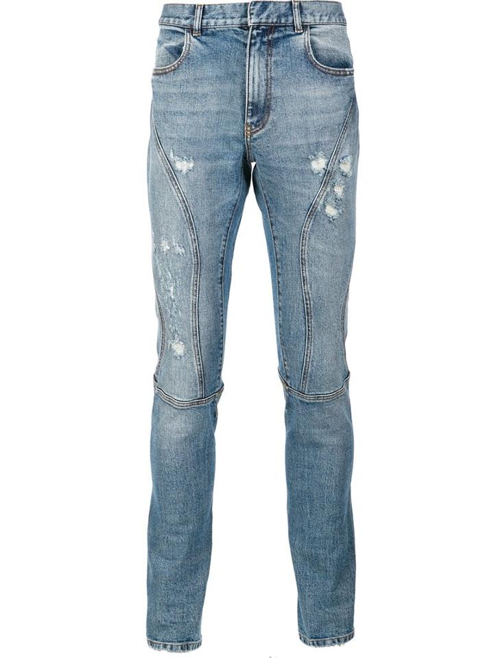 Faith Connexion Distressed Slim Fit Jeans, Men's, Size: 29, Blue, Cotton/spandex/elastane