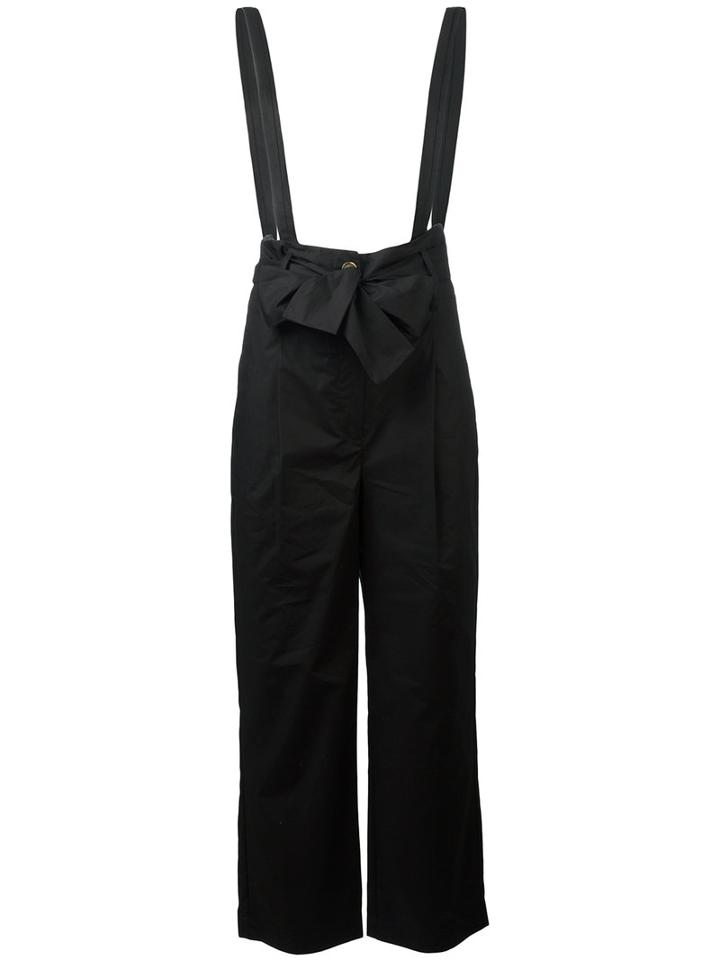 Erika Cavallini Braces Detail Cropped Trousers, Women's, Size: 40, Black, Cotton