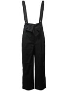 Erika Cavallini Braces Detail Cropped Trousers, Women's, Size: 40, Black, Cotton