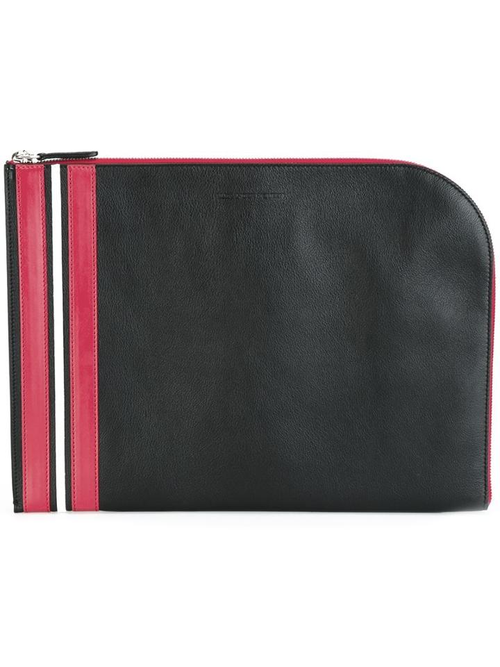 Alexander Mcqueen Striped Clutch, Men's, Black, Leather