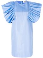 Msgm Oversized Ruffle Sleeve Dress - Blue