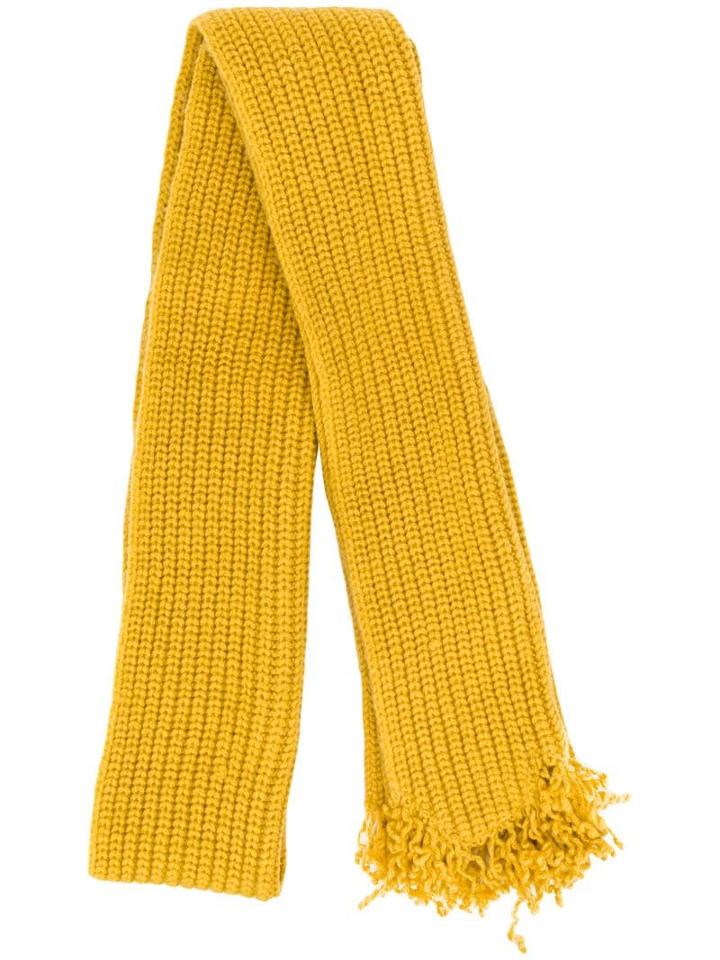 Marni Raw Edge Rib Knit Scarf - Yellow
