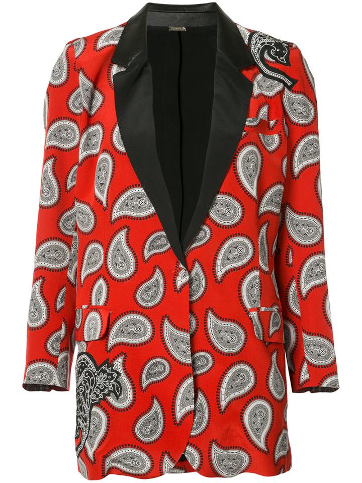 Dodo Bar Or - Paisley Print Blazer - Women - Silk/leather - 42, Red, Silk/leather